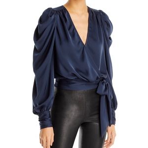 Ramy Brook cropped wrap top in navy, size M. Never worn with the tags.